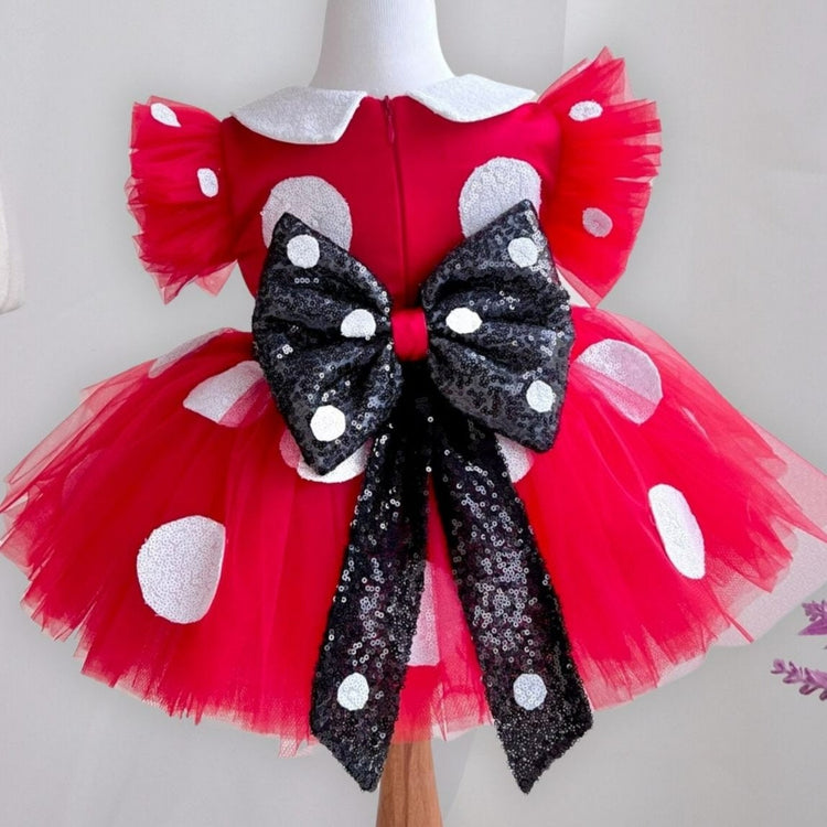 Red Minnie Girl's Costume, Halloween Black Mouse Bow Dress with Accessories, Sparkle and Pearl Minnie Dress, Girl For special Occasion Dress