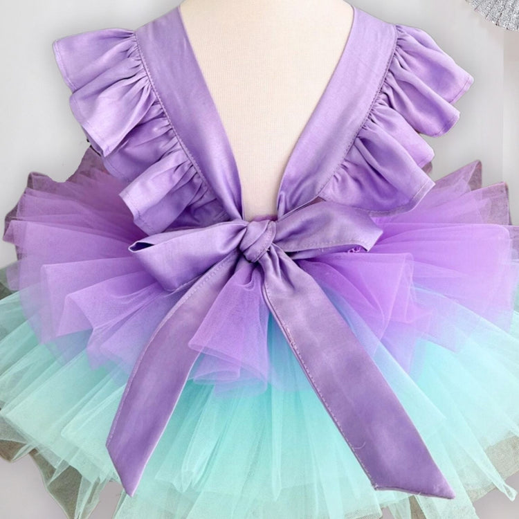 Purple Little Mermaid Princess Dress, Mermaid Tulle Halloween Costume Set Hairband, Toddler Girl Princess Outfit, Girls Birthday Party Dress