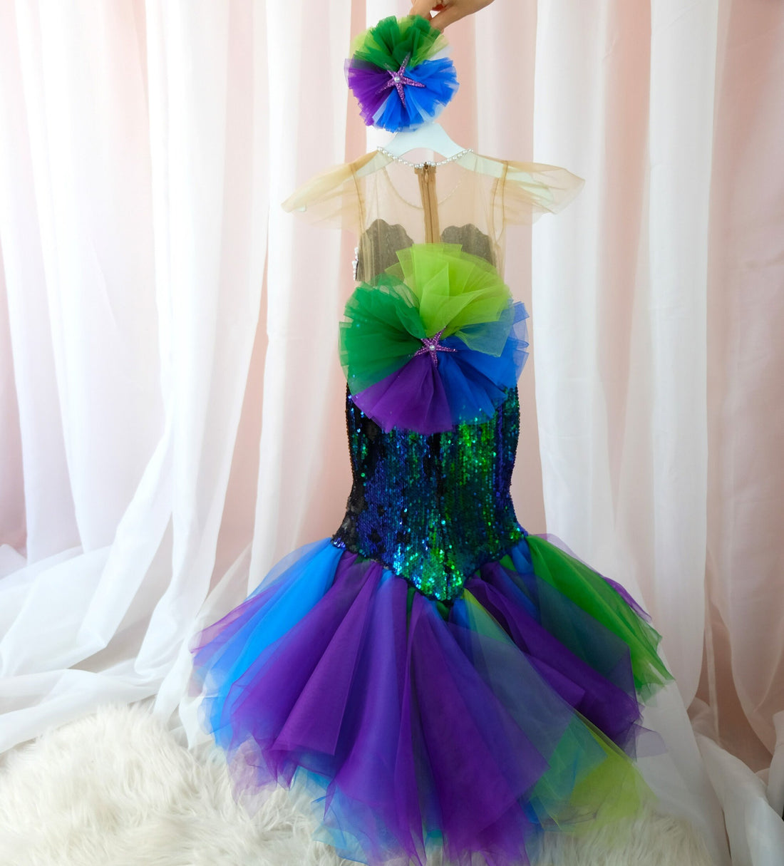 Mermaid sequin dress emerald Baby Girl Dress for Special Occasion