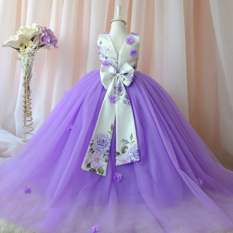 Lavender Flower Girl Dress, Tulle flower girl dress, Lilac flower girl dress, Lavender first birthday dress for toddler, Lilac Princes dress