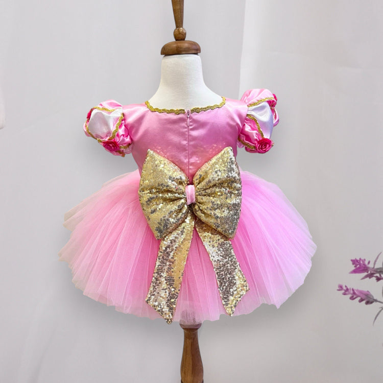 Pink Princess Cosplay Dress, Halloween Sleeping Beauty Princess Dresses, Princess Cosplay with Accessory, Baby Girl Birthday Tulle Dresses