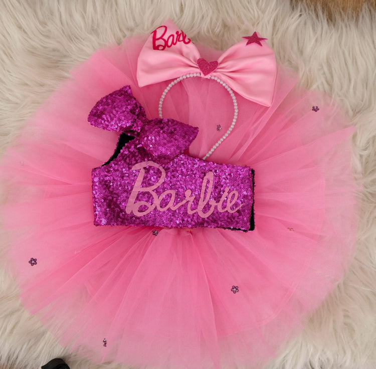 Hot Pink Bow Girl Dress, Tutu Sparkling Dress, Birthday Party Baby Dress, First Birthday Party Gift, Special Occasion Sequin Tutu Girl Dress