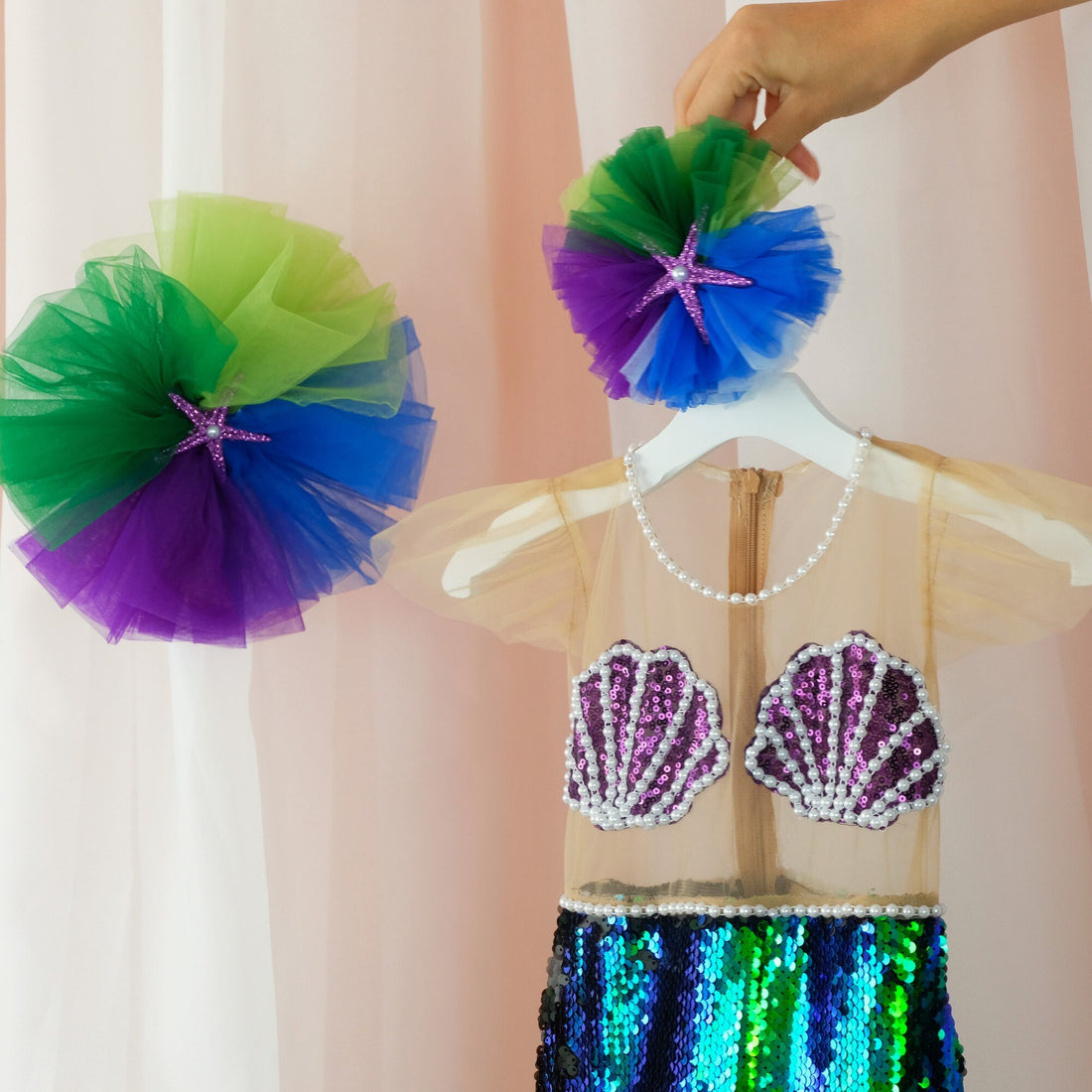 Mermaid sequin dress emerald Baby Girl Dress for Special Occasion