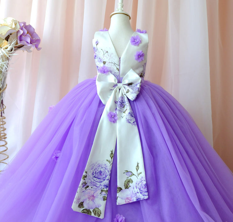 Lavender Flower Girl Dress, Tulle flower girl dress, Lilac flower girl dress, Lavender first birthday dress for toddler, Lilac Princes dress