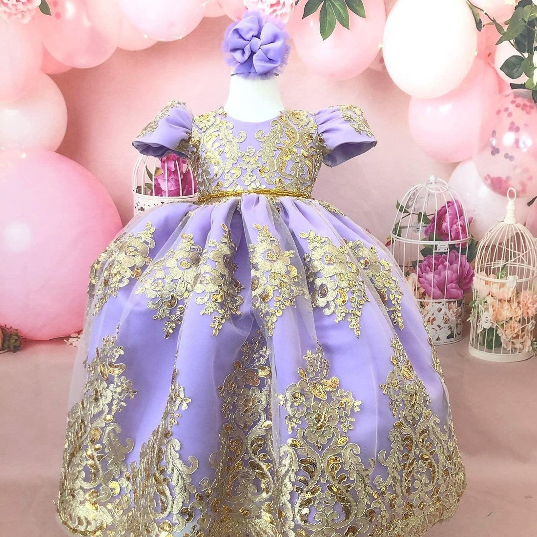 Royal girl dress gown lilac Baby Girl Dress for Special Occasion
