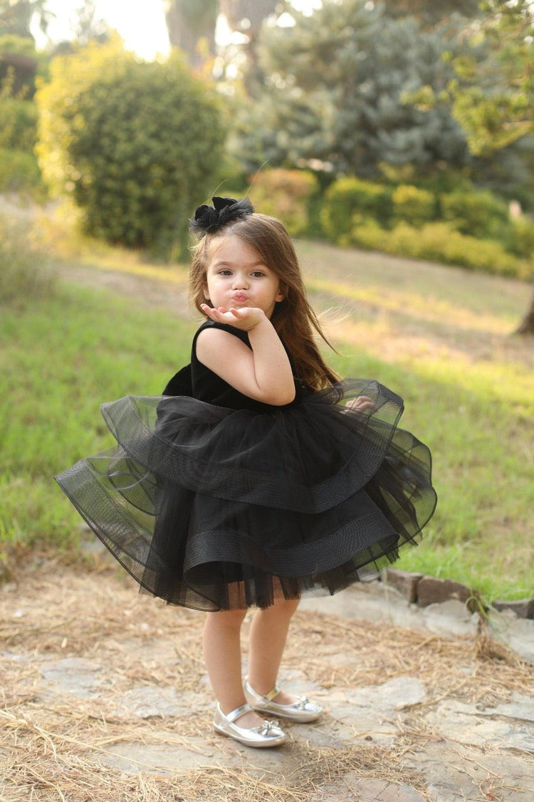 Nicki black velvet dress - MyBabyByMerry 