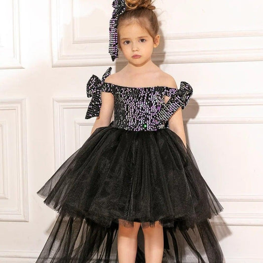 Black girl dress, Sequin baby Dress, Christening Dress, puffy fluffy layer tulle Dress For Girls, Girls black Dress, 1 Year Birthday Dress