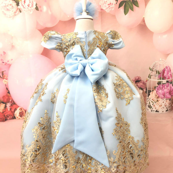 Royal girl gown sky blue – MyBabyByMerry
