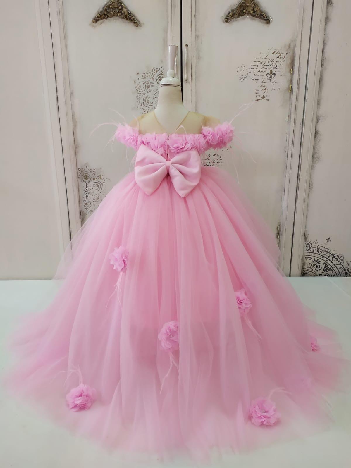 Rebecca Flower Dress Pink - MyBabyByMerry 